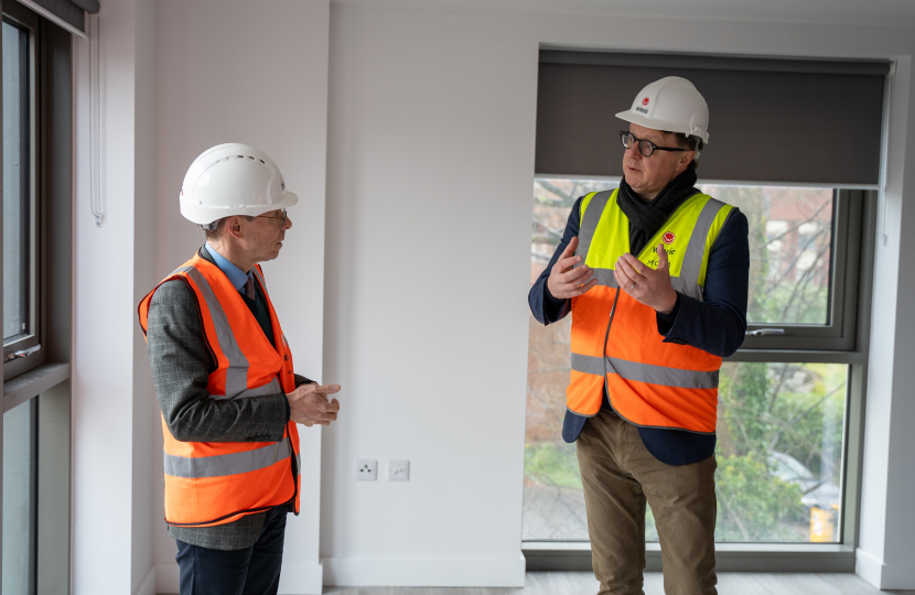 Caption: West Midlands Mayor Andy Street visiting MODA Living, who are developing a 1,600-home community which will be served by an extension of the Metro.