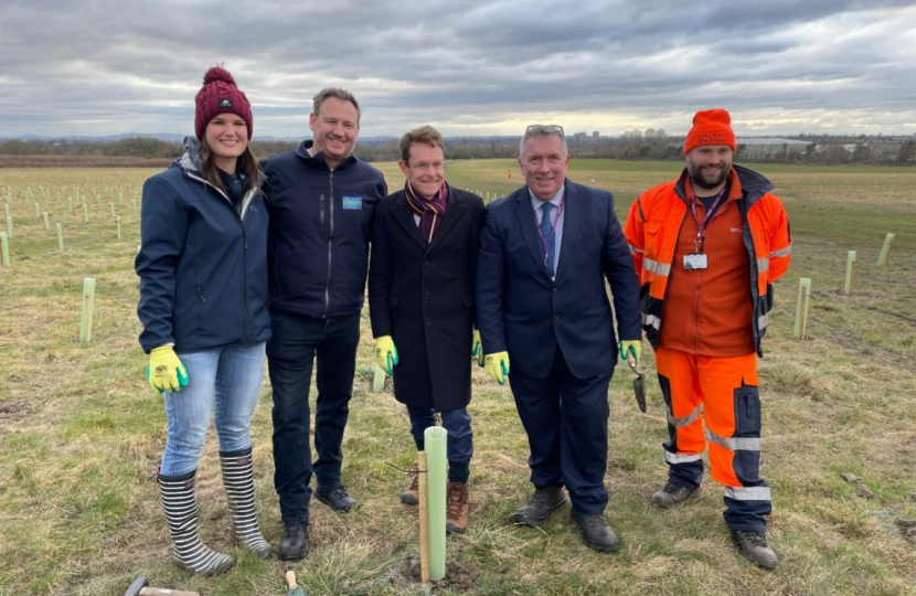 West Midlands Mayor Andy Street at Aldridge Airport, where the first of 15000 trees have been planted to celebrate the Commonwealth Games.