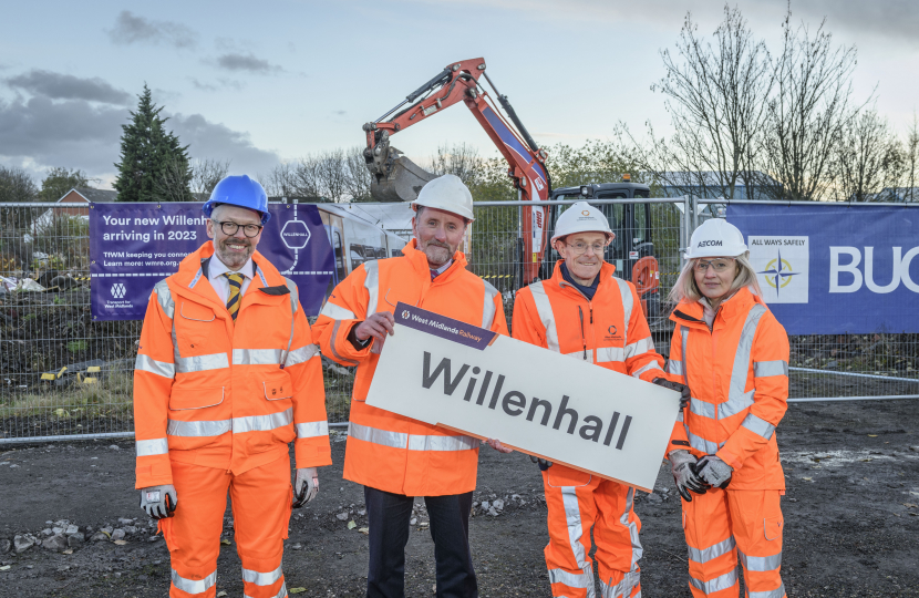 From left: Malcolm Holmes, TfWM director of rail, Eddie Hughes MP, Mayor of the West Midlands Andy Street and Emily Shaw, senior project manager West Midlands Rail Executive